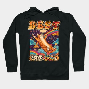 Best Cat Dad 60s 70s Hippie Aesthetic Cat Lover Hoodie